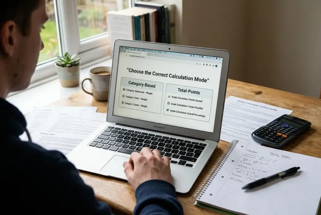 Correct calculation mode for category-based and total-points grading