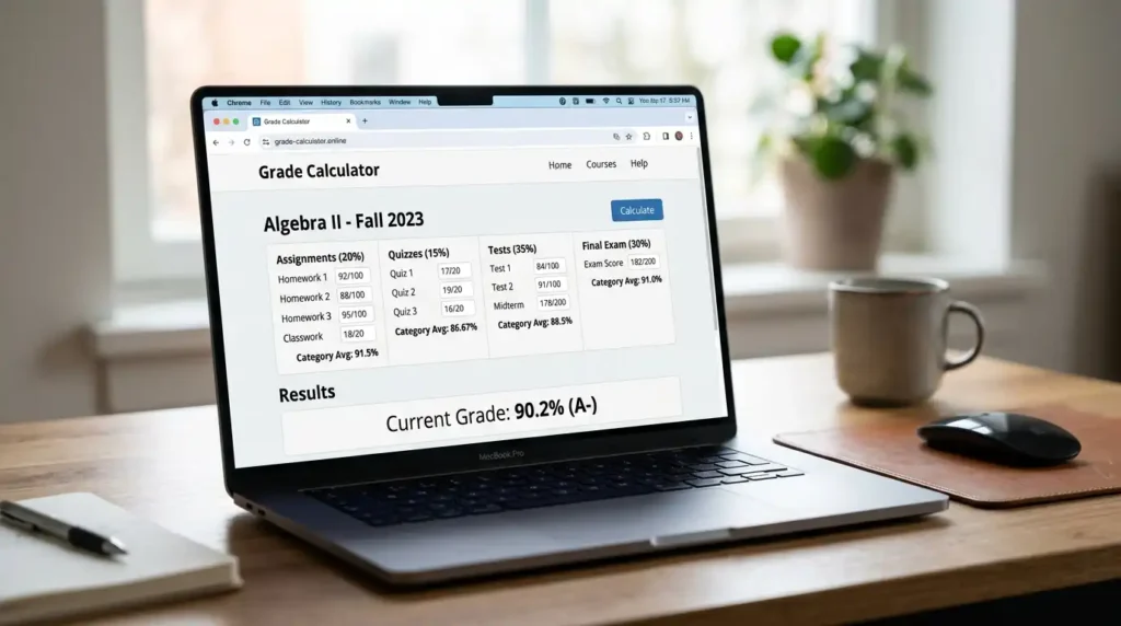 Grade Calculator online tool for calculating current grades