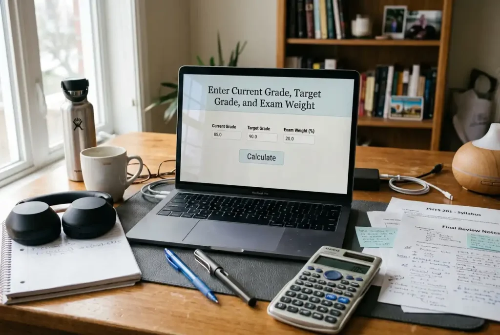 Enter Current Grade, Target Grade, and Exam Weight